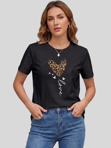 T-shirt 'Women's Short Sleeve Shirt Summer Tops' LapaPlus en noir : devant