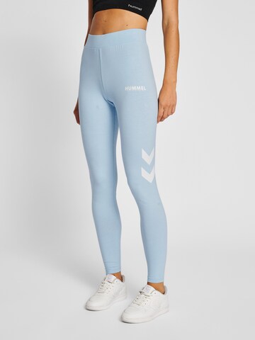 Hummel Skinny Workout Pants in Blue: front