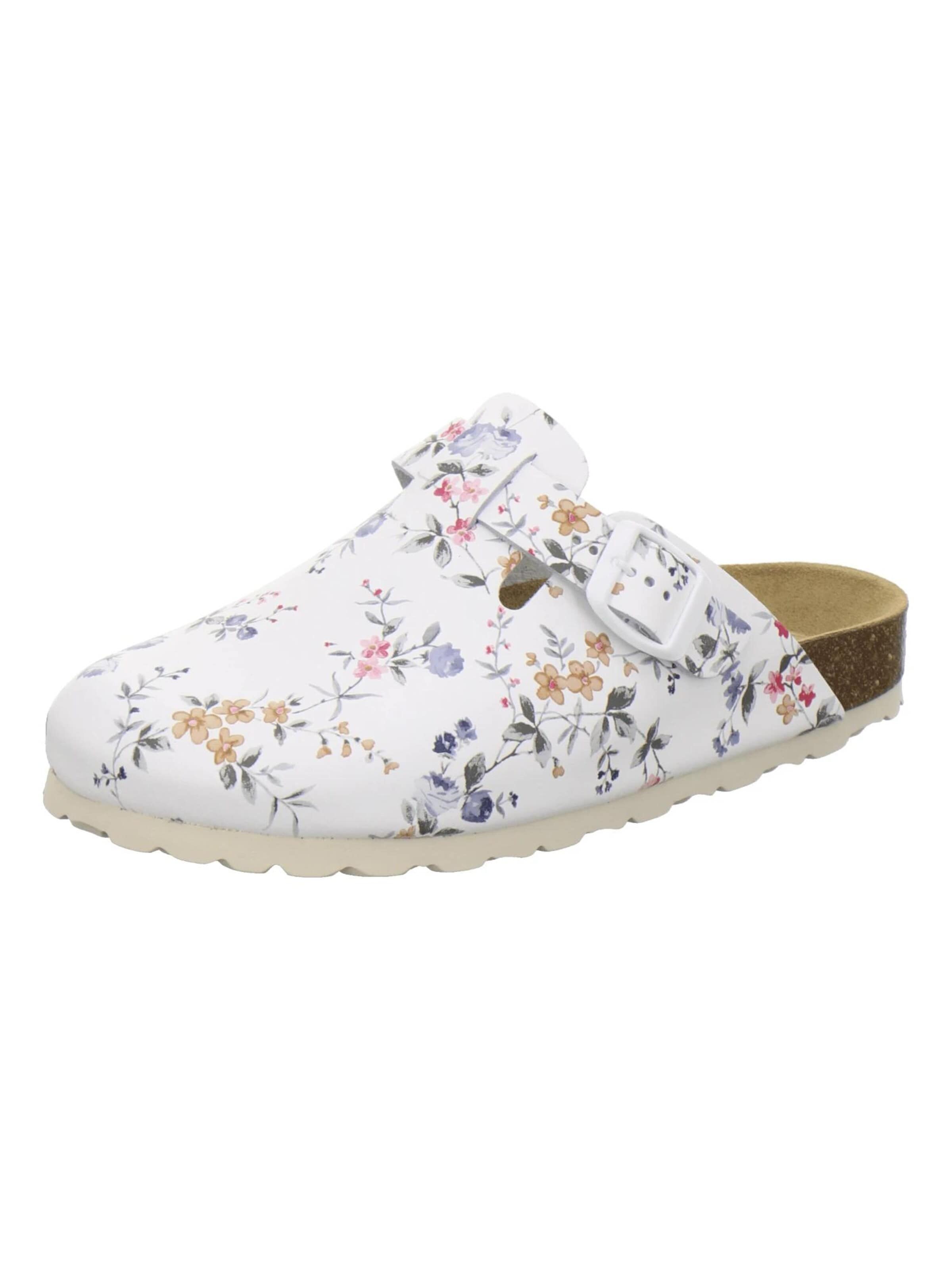 AFS-Schuhe Clogs 'Clogs Damen Leder weiß-flower' in Wit: voorkant