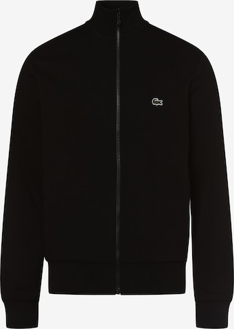 LACOSTE Zip-Up Hoodie in Black: front