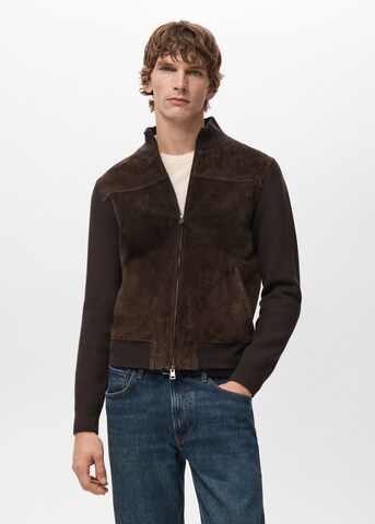 MANGO MAN Strickjacke 'Pecora' in Braun: Vorderseite