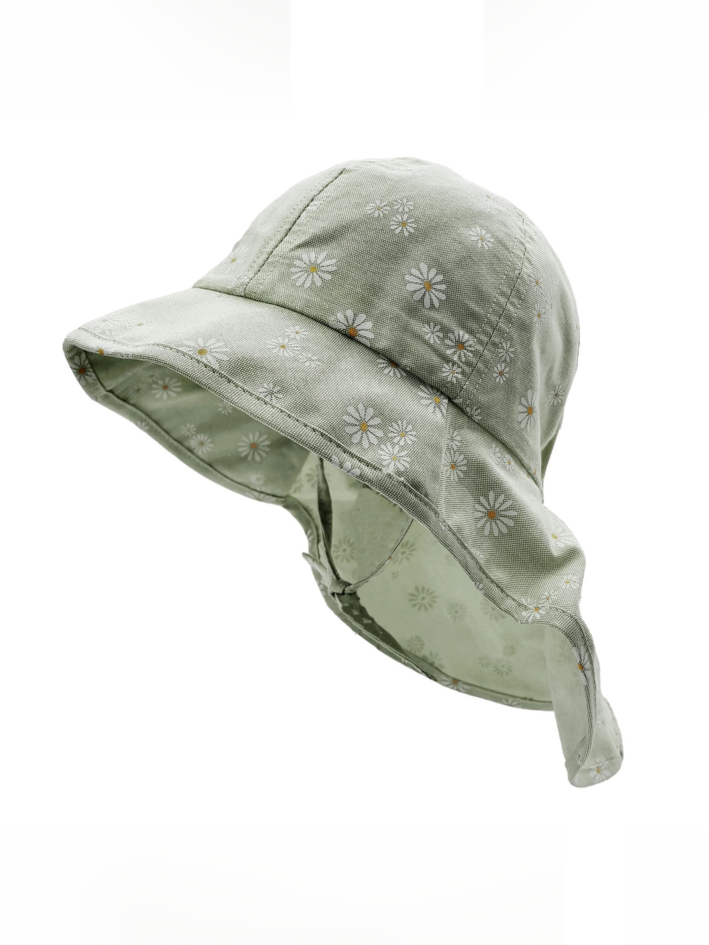 MAXIMO Hat 'MINI GIRL-Flapper Nackenschutz, Bindeband, UV 50' in Green: front