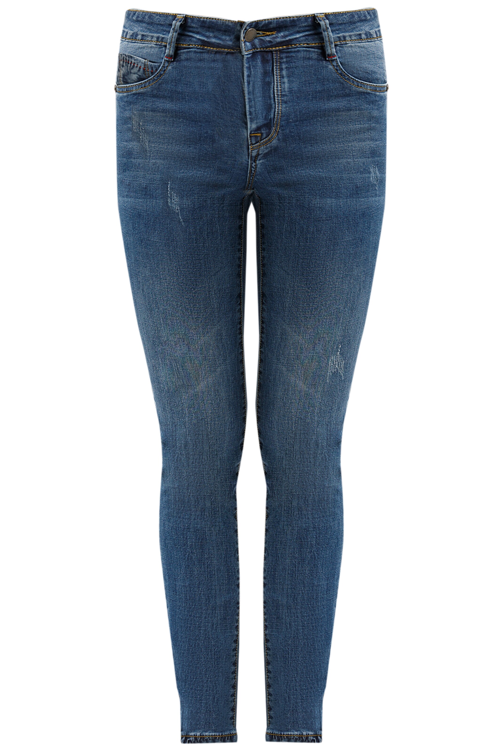 Frauen Große Größen Finn Flare Slim-Fit-Jeans mit Waschung in Blau - UZ79082