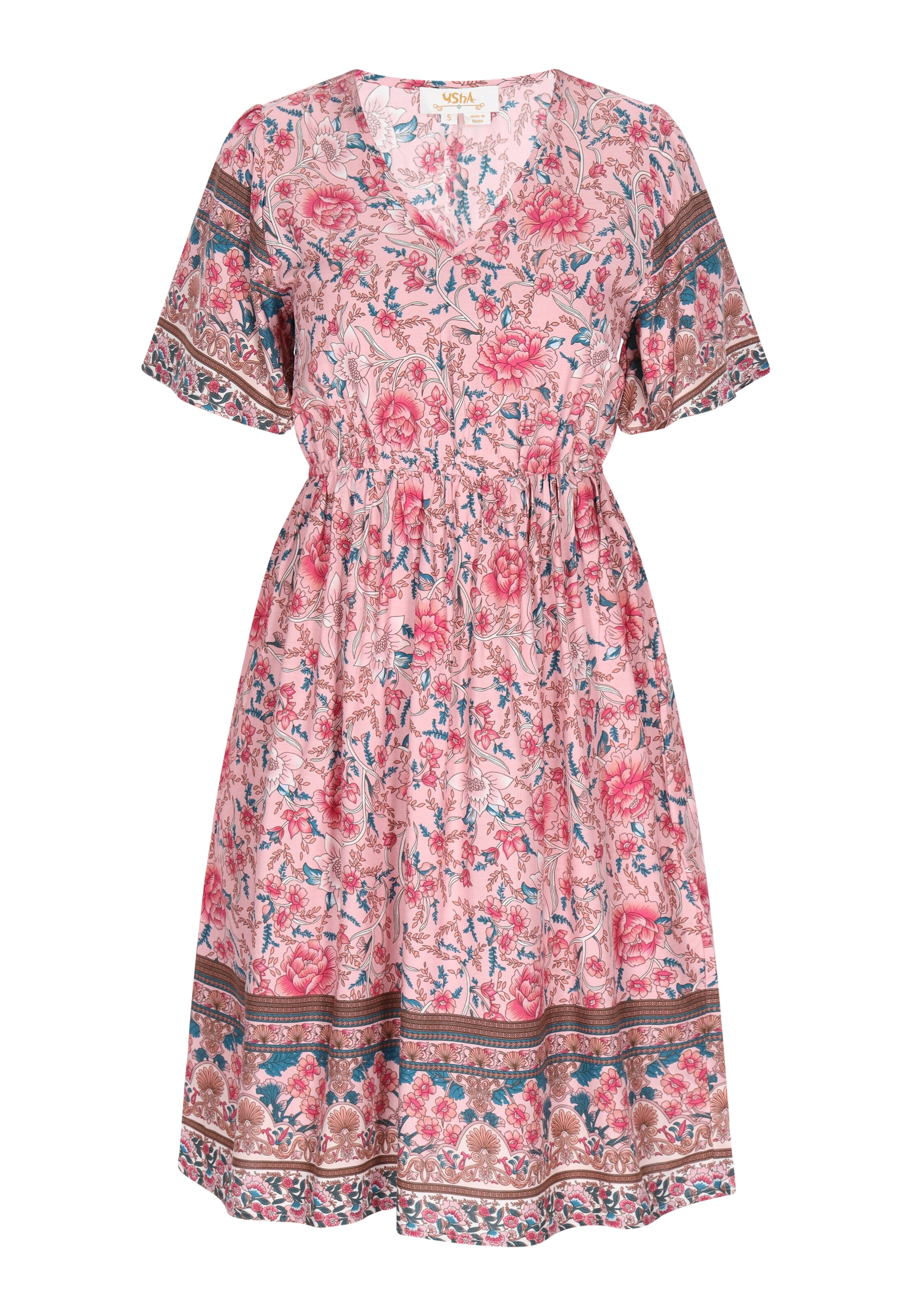 Gaya Šaty 'Boho' - azurová modrá / čokoládová / růžová / starorůžová, Produkt