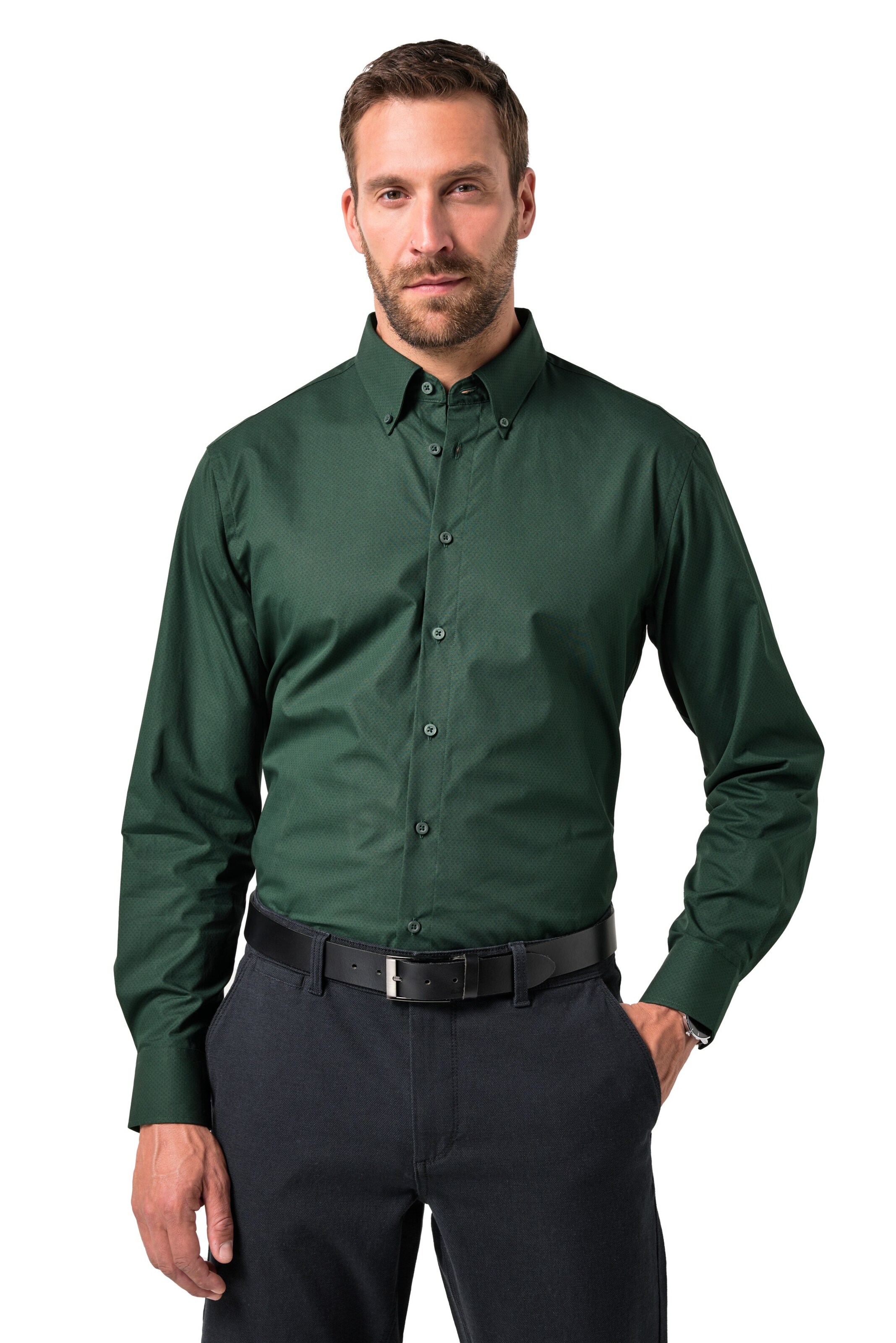 JP1880 Regular fit Overhemd in Groen: voorkant