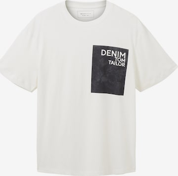 T-Shirt TOM TAILOR DENIM en blanc : devant