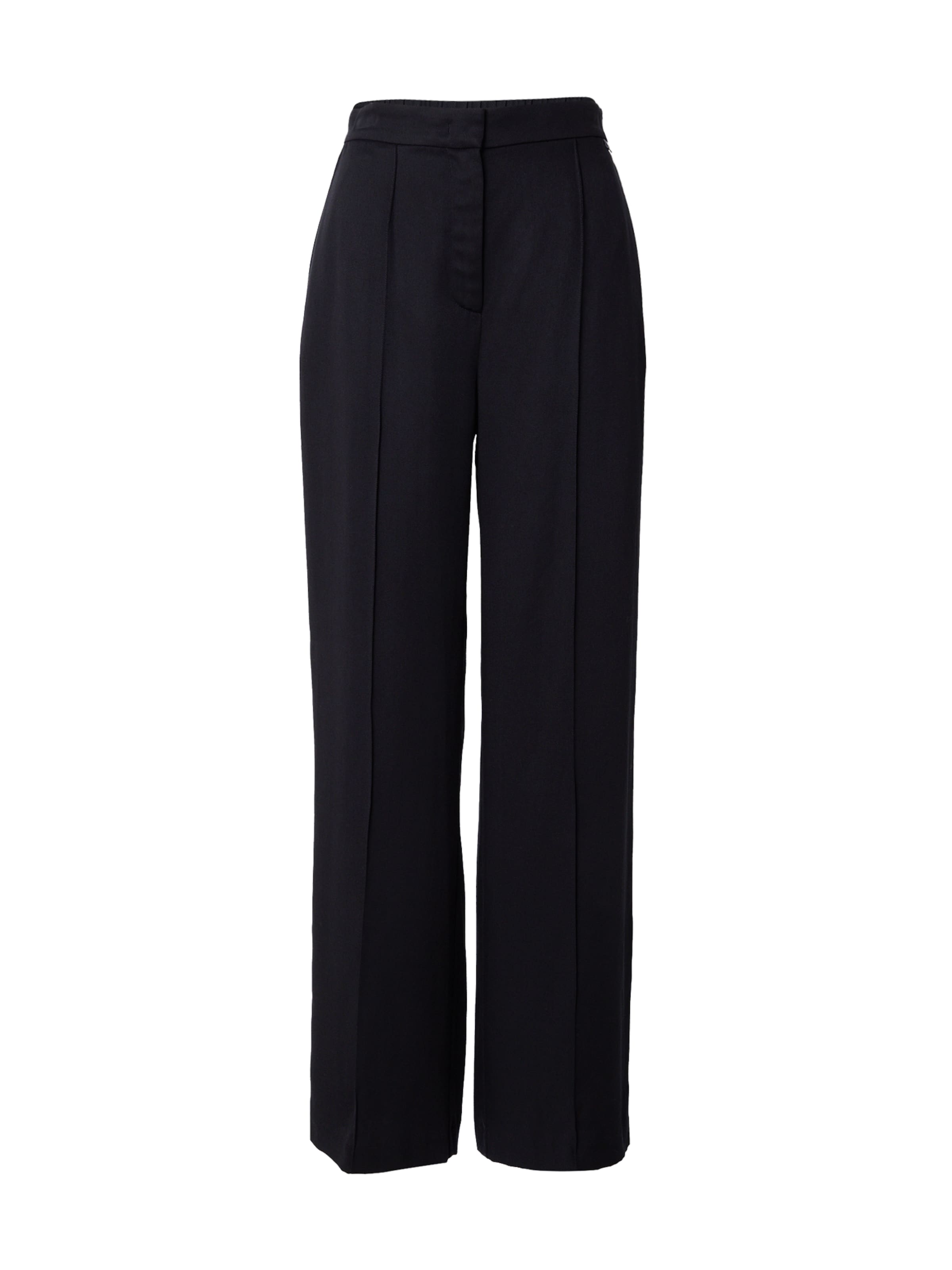 Karl Lagerfeld Wide leg Pleat-Front Pants 'EVERYDAY' in Black: front