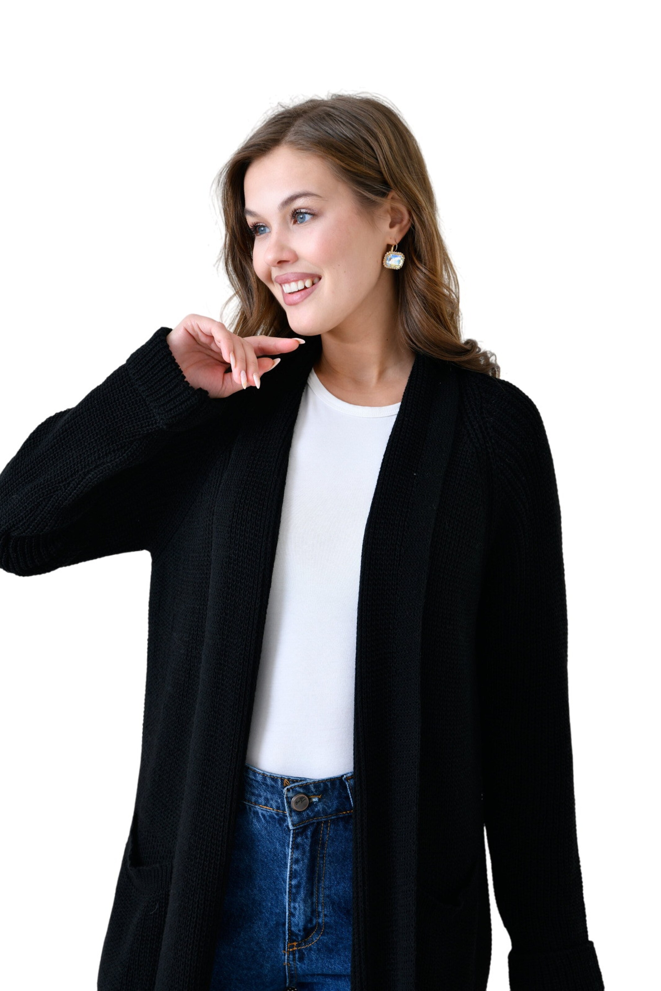 WOMAN VISION Gebreid vest in Zwart