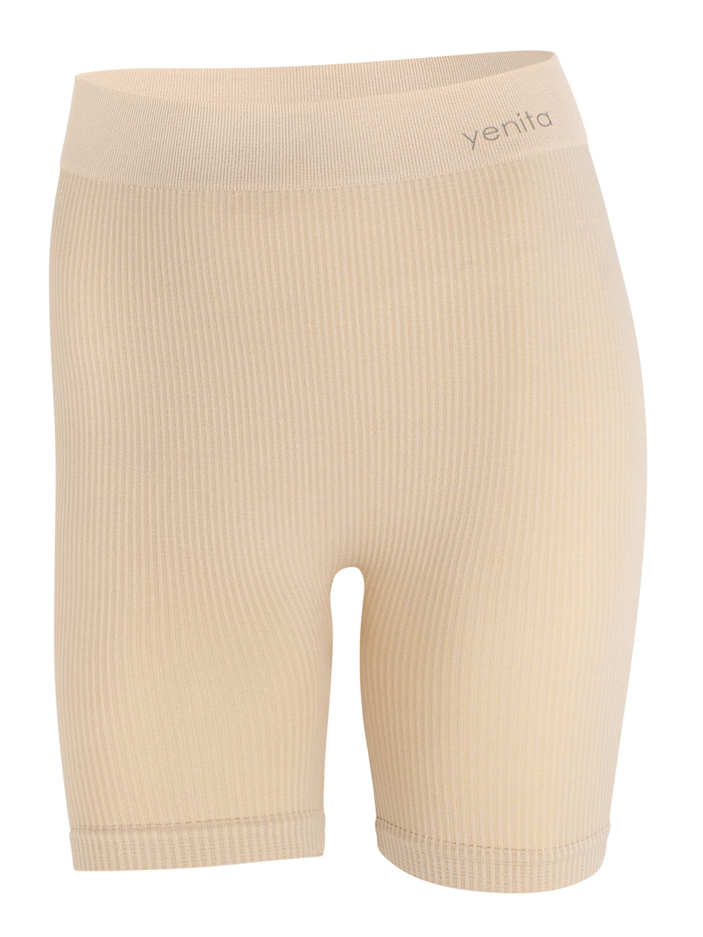 Yenita Skinny Shorts 'Ribbed Collection' in Beige: Vorderseite