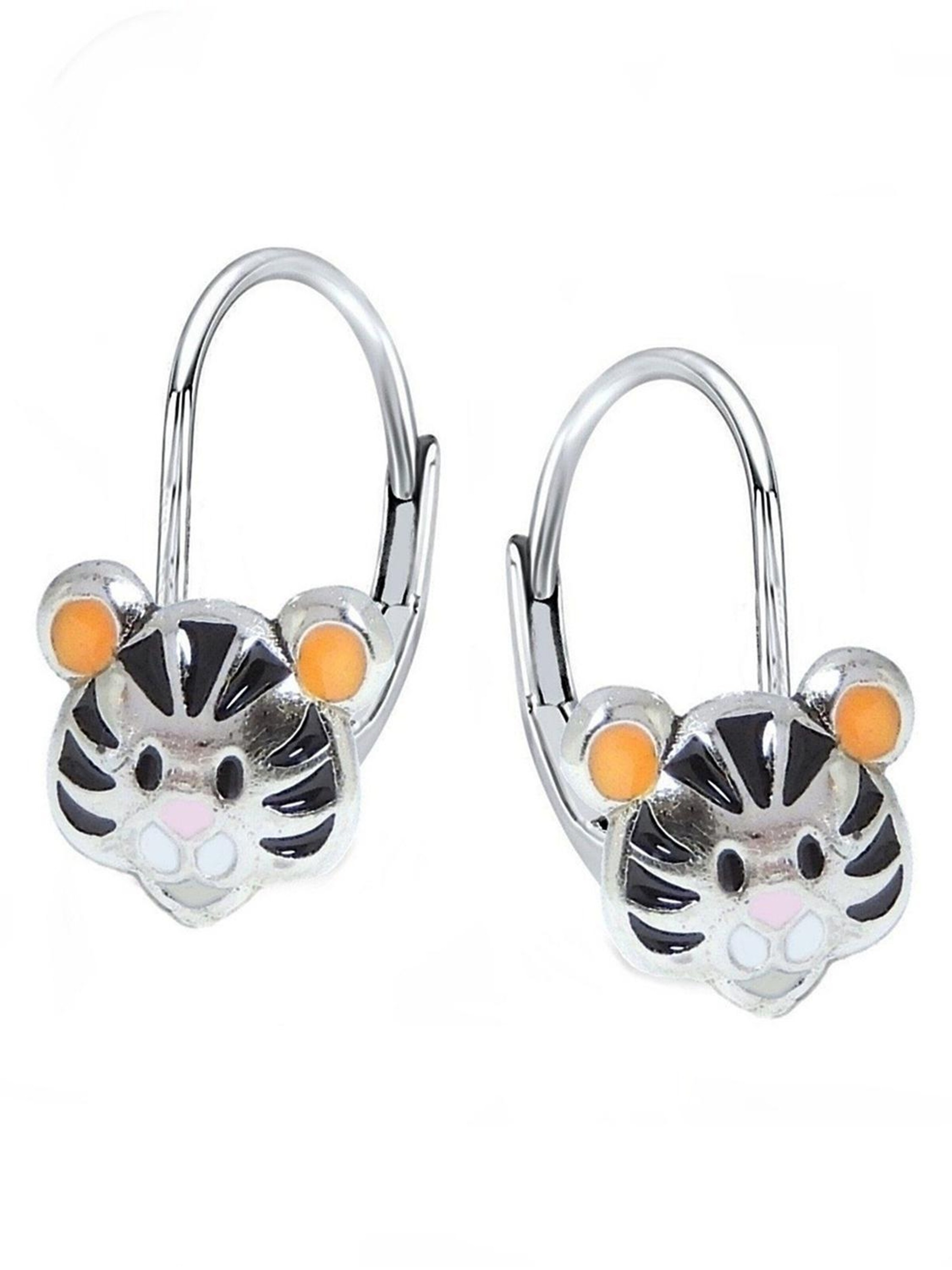 Goldene Hufeisen Ohrringe 'Tiger'‌‌‌‌ in silber, Produktansicht