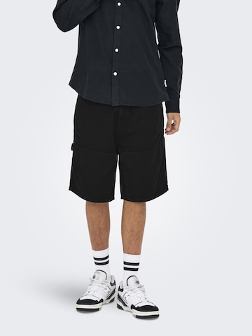 Loosefit Pantalon 'ONSEdge' Only & Sons en noir : devant
