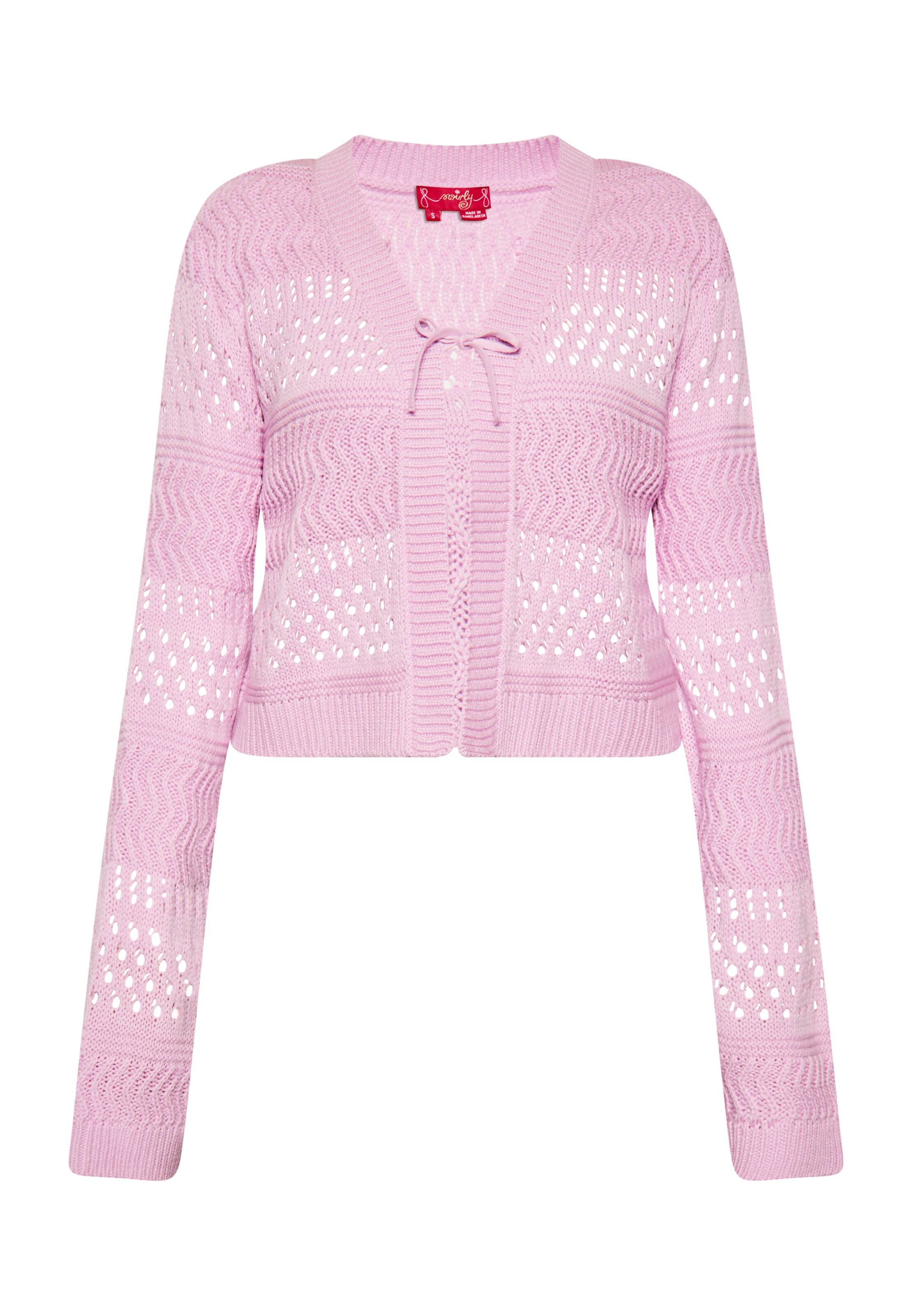 swirly Cardigan i pink: forside