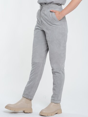 JAGGER & EVANS Regular Lederhose in Grau