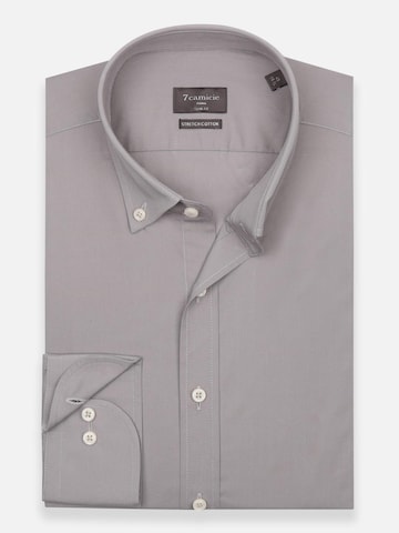 Slim fit Camicia business 'Leonardo Essentials Poplin Stretch Man Shirt Light Grey' di 7Camicie in grigio