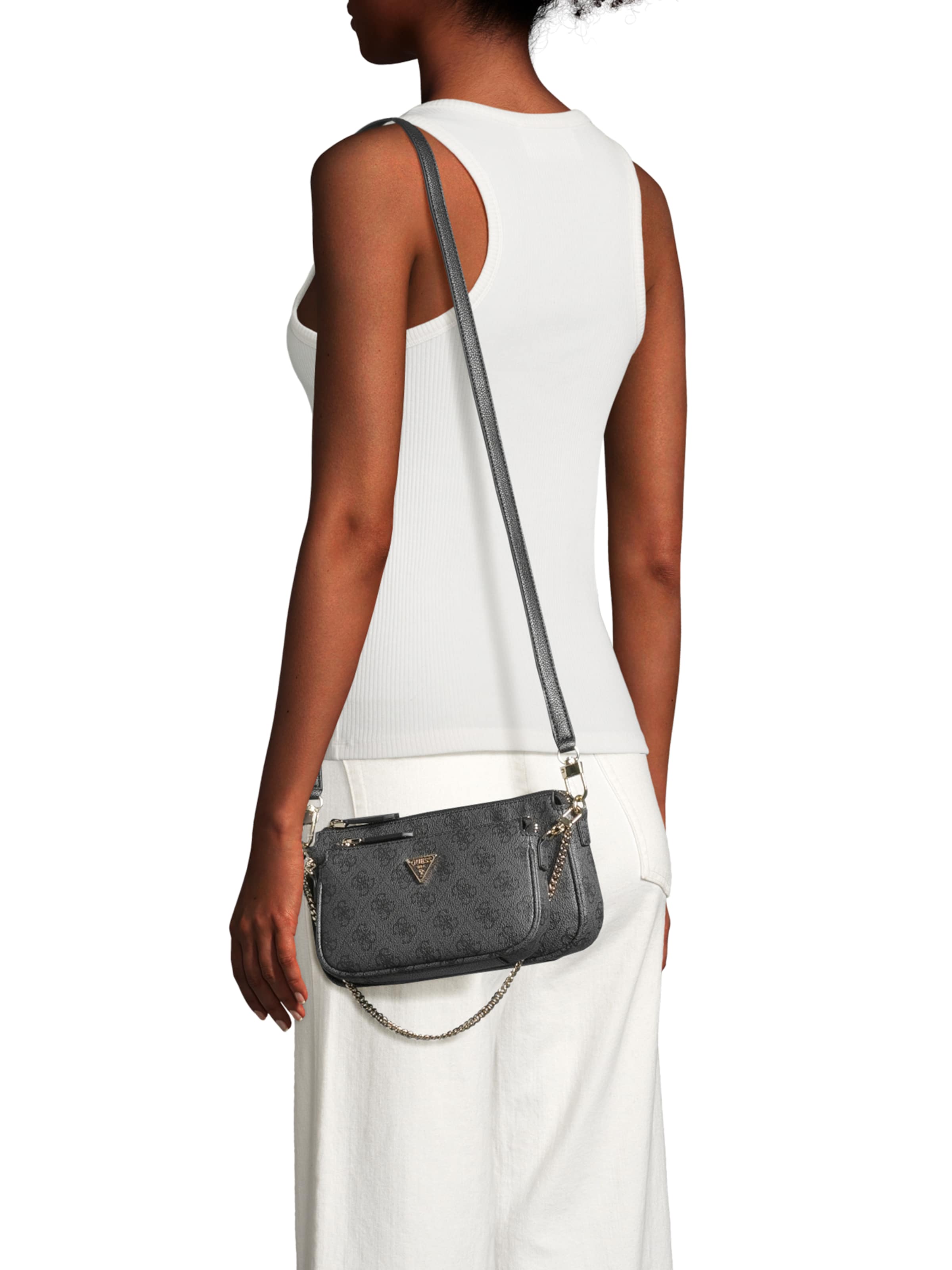 GUESS Τσάντα ώμου 'NOELLE II DBL POUCH CROSSBODY' σε γκρι