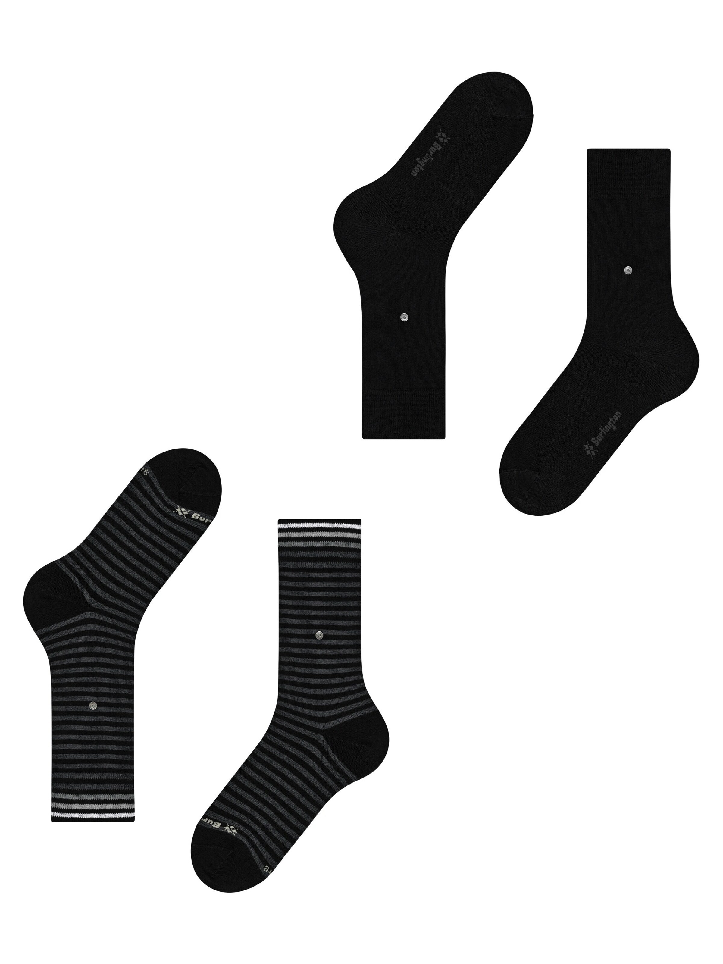 BURLINGTON Socks 'Everyday Stripe 2-Pack' in Black
