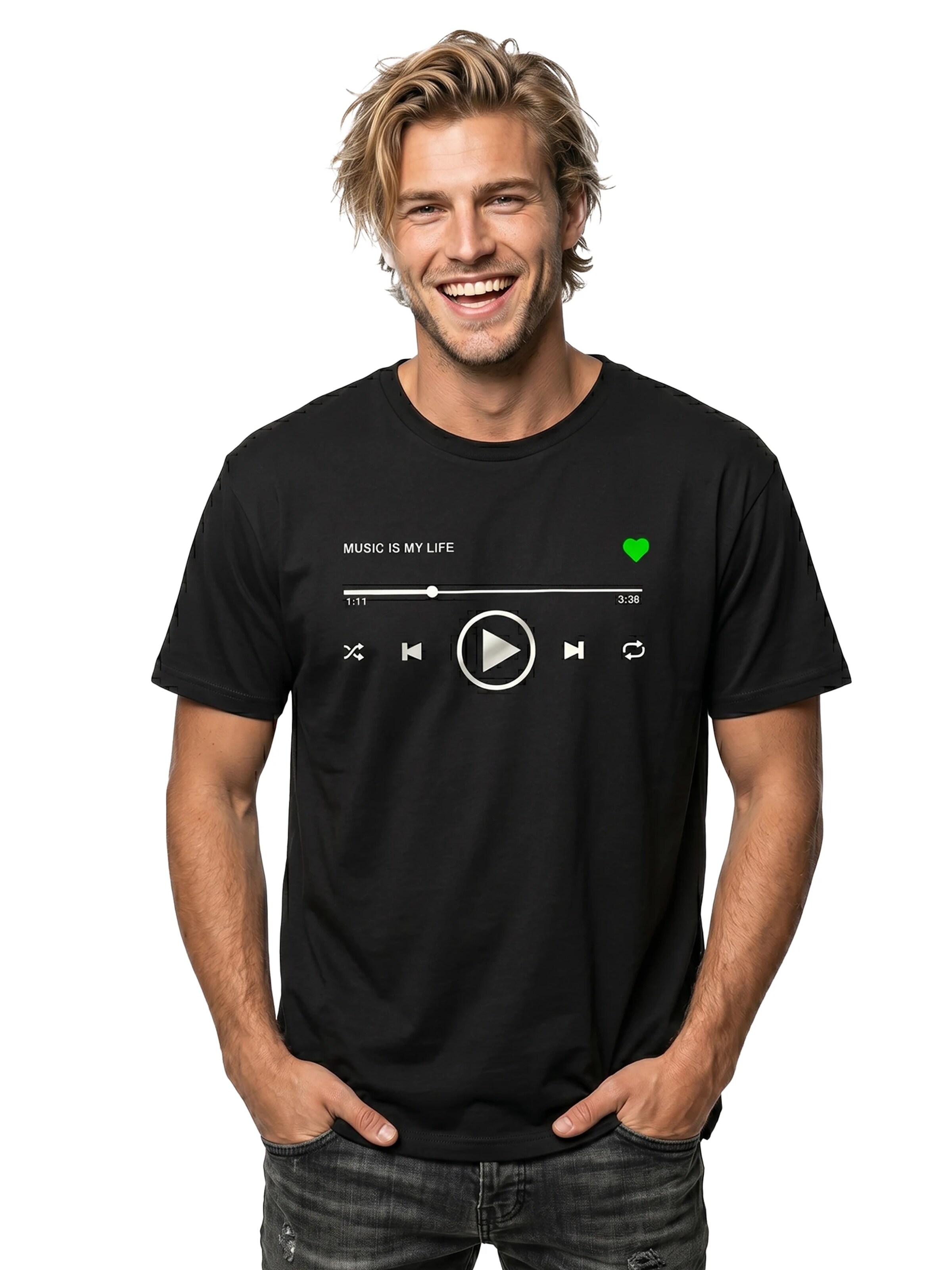 MAKAYA Shirt 'Music Playlist' in Black