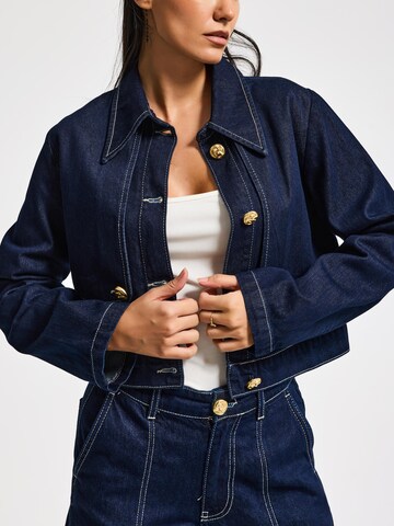 IT'S BASIC Vest 'CROPPED DENIM JACKET' in Blue