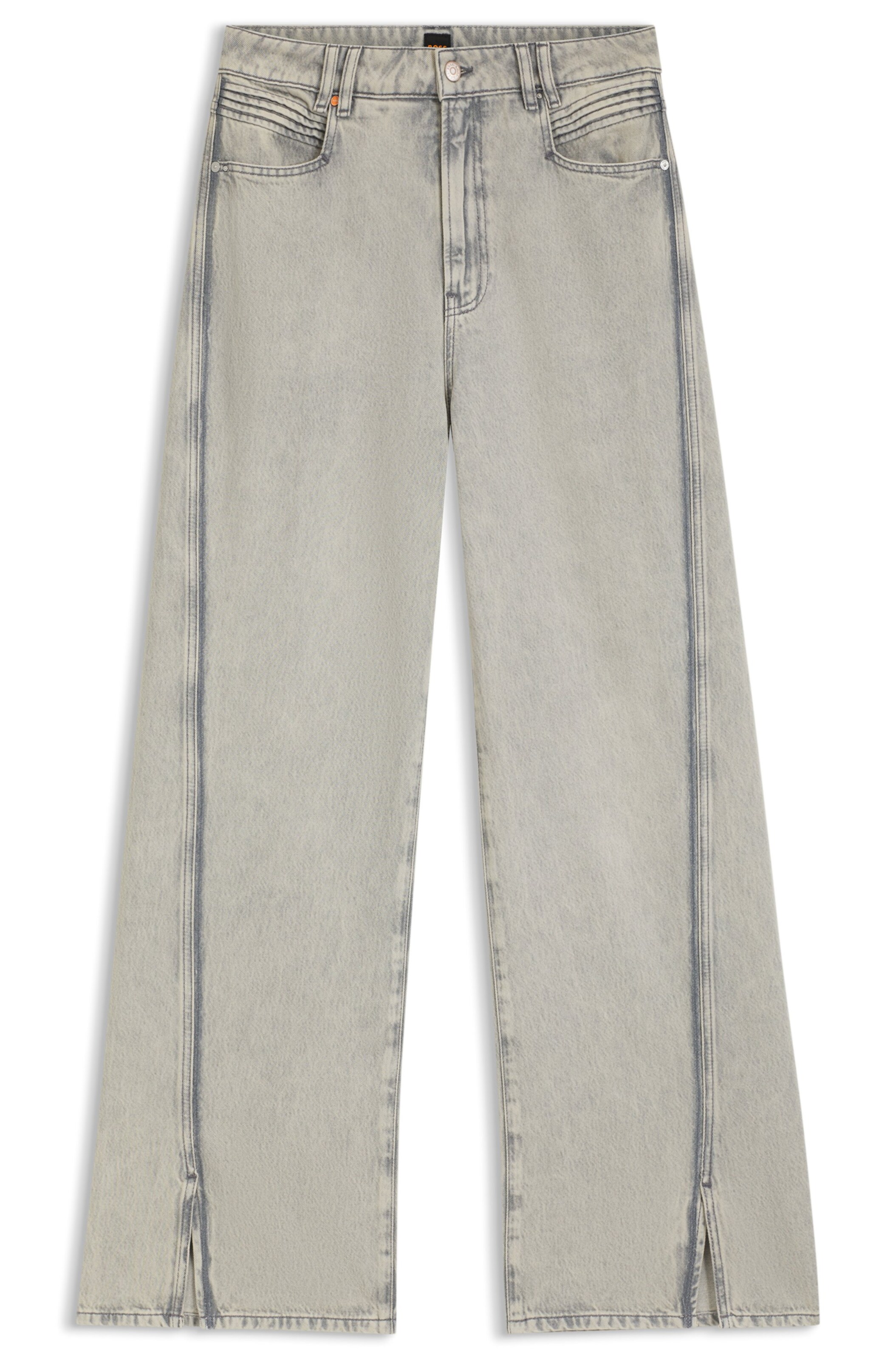 BOSS Wide leg Jeans in Grey: front