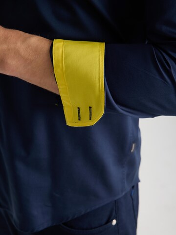 Slim fit Camicia business 'Vesuvio Iconic Satin Man Shirt Black' di 7Camicie in blu