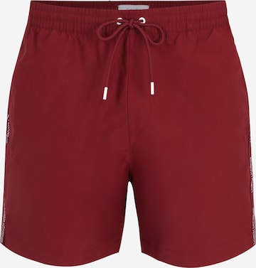 Calvin Klein Swimwear Board Shorts in Red: front