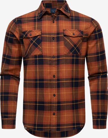 Ragwear Button Up Shirt 'Checki' in Brown: front