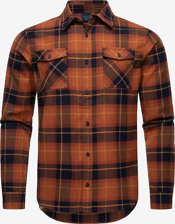 Ragwear Regular fit Button Up Shirt 'Checki' in Brown: front