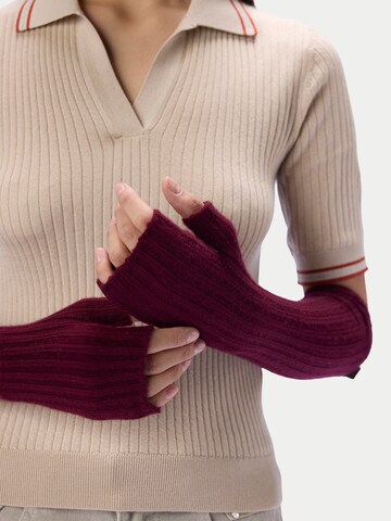 raudona GOBI Cashmere Trumpos pirštinės be pirštų galų