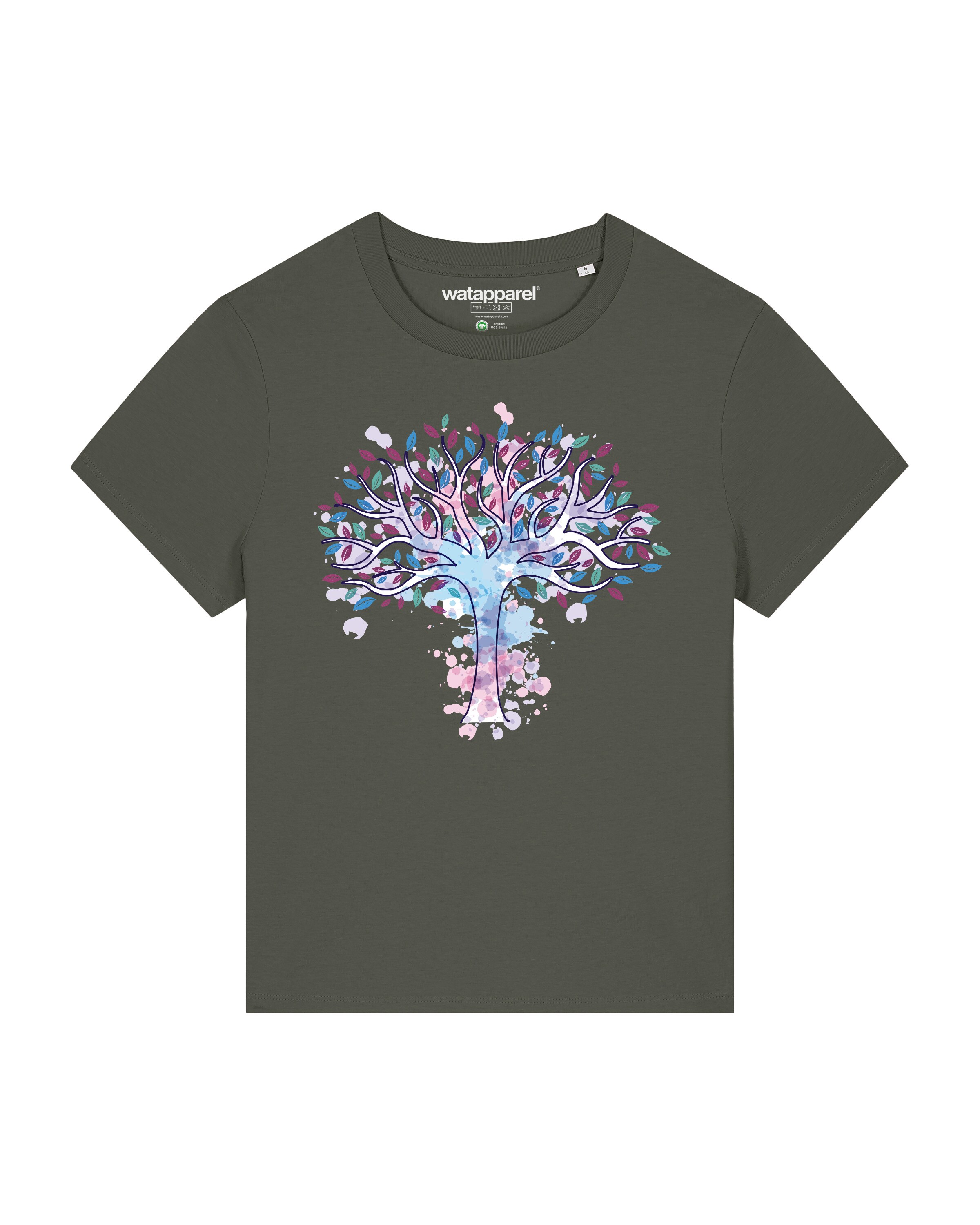 Watapparel Shirt ' Tree of life ' in Groen: voorkant