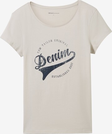 T-shirt TOM TAILOR DENIM en beige : devant