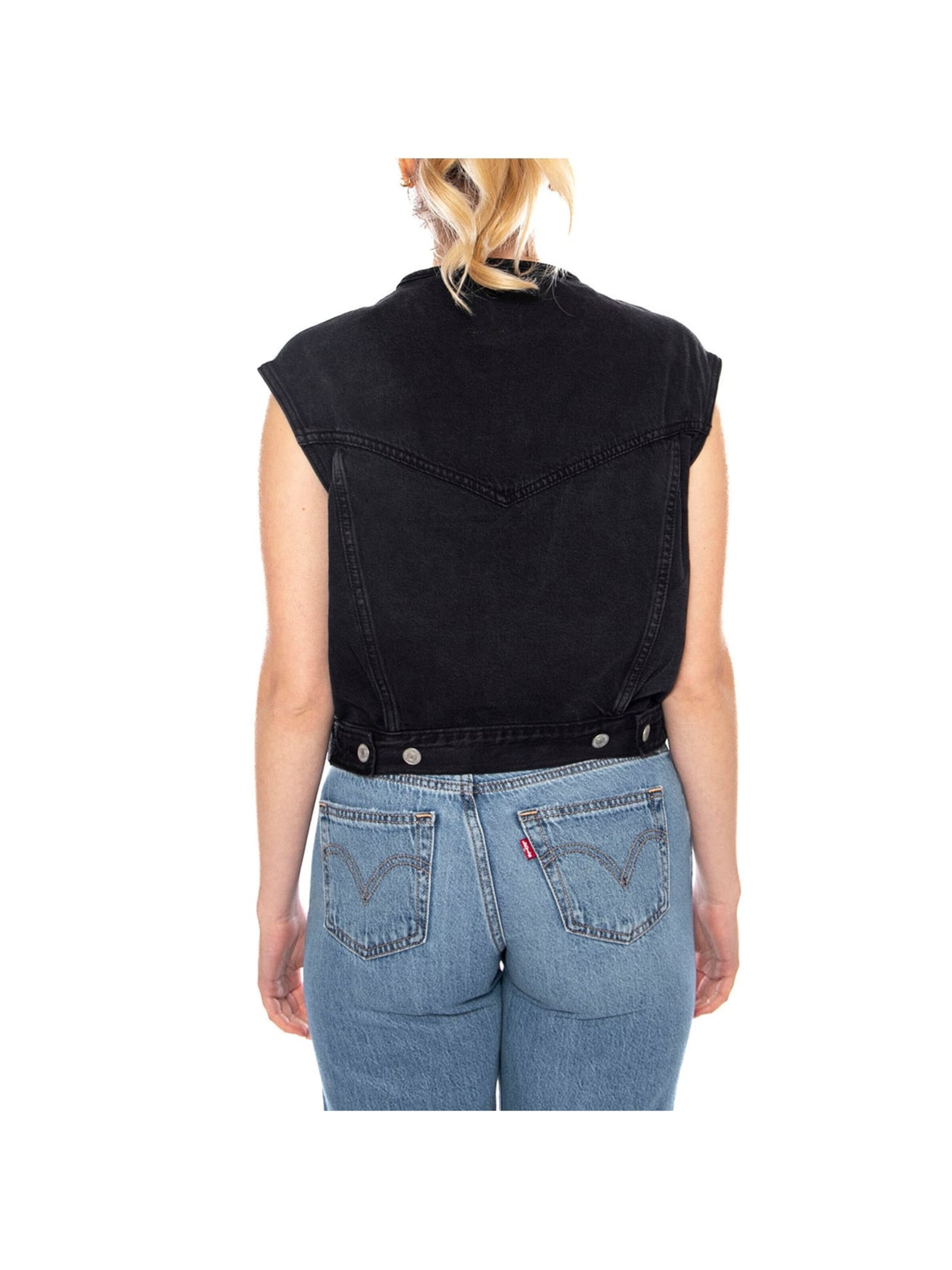 LEVI'S ® Sweter 'Collarless Shrunken 90S Vest' w kolorze czarny