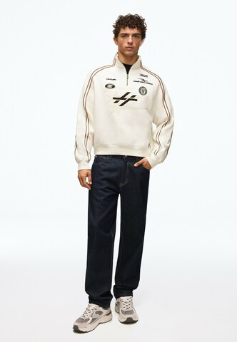 Bershka Mikina 'RACER' – bílá
