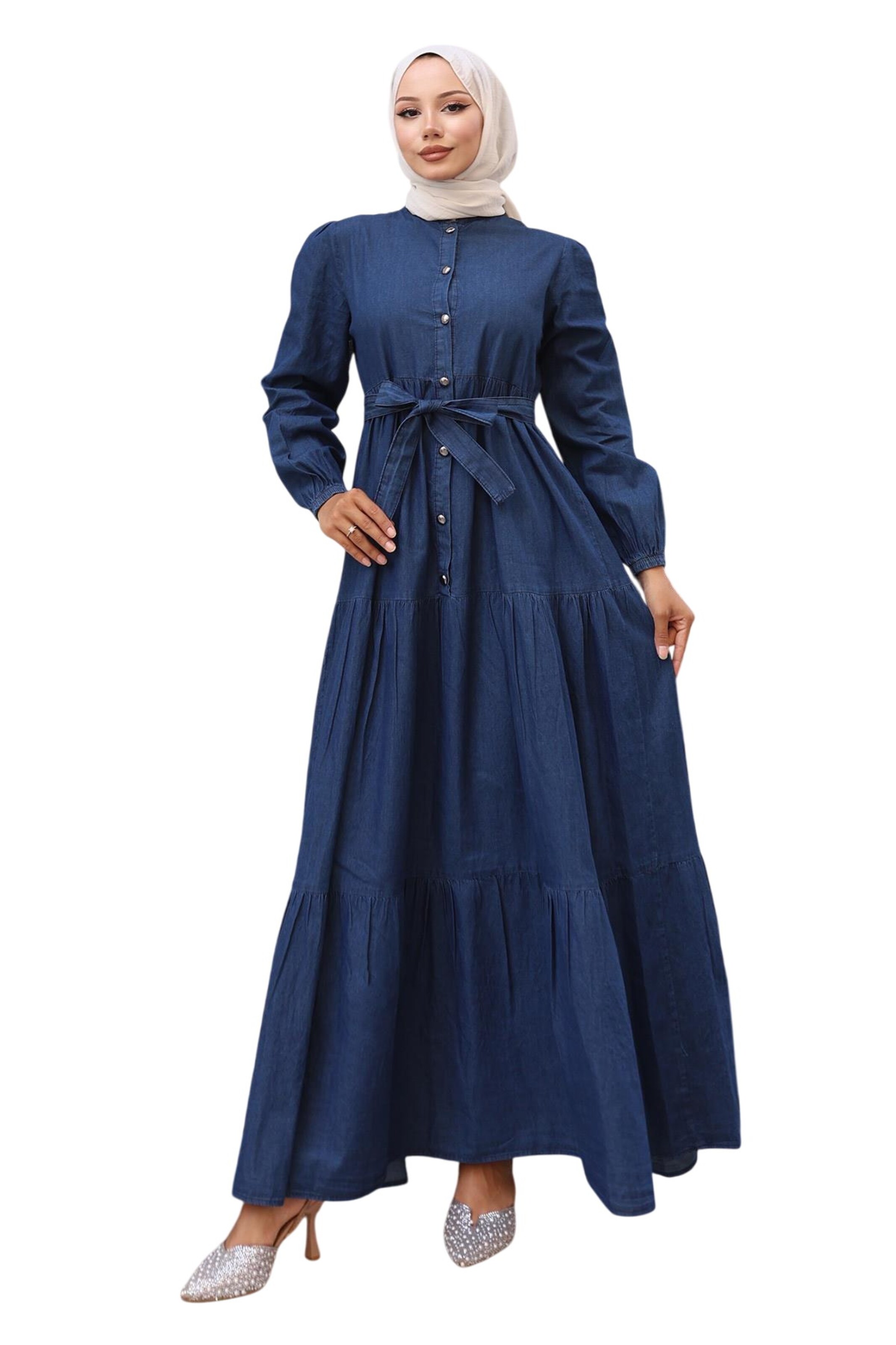 MODAMIHRAM Blousejurk in Blauw: voorkant