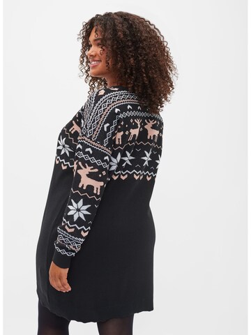 Zizzi Knitted dress 'Raindeer' in Black