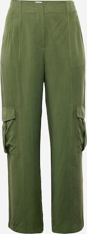Warehouse Curve Wide leg Cargo trousers in Green: front