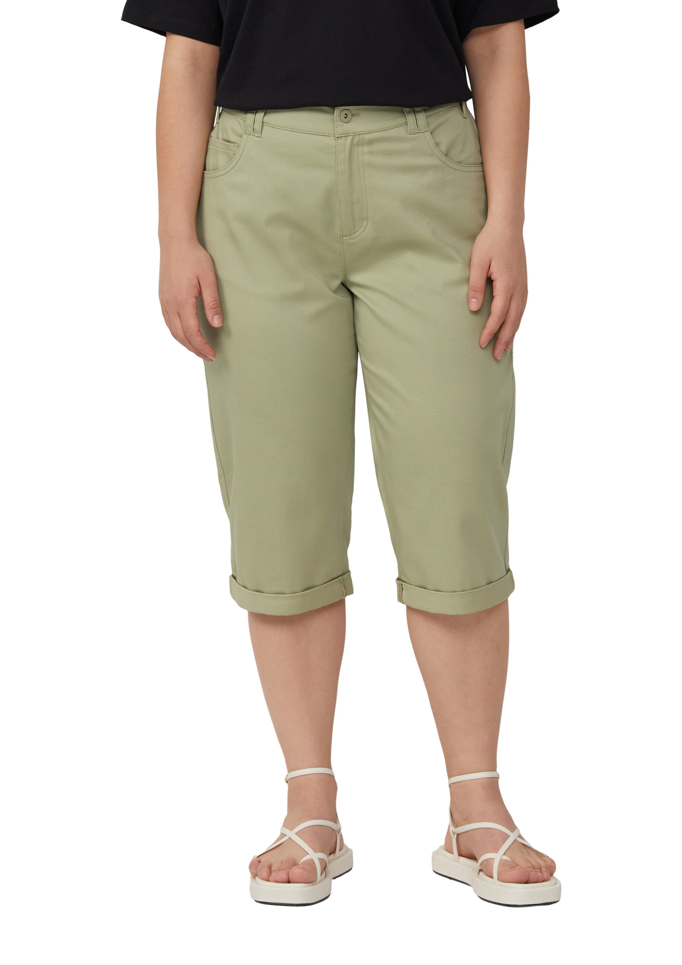 QS Slimfit Broek in Groen: voorkant