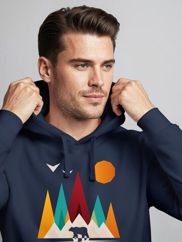 Neverless Sweatshirt 'Berg Bär Polygon' in Blue