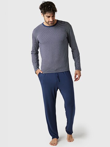 zd ZERO DEFECTS Pyjama lang 'Modal Gentle winter pyjama set'‌‌‌‌‌‌‌‌‌ in Blau