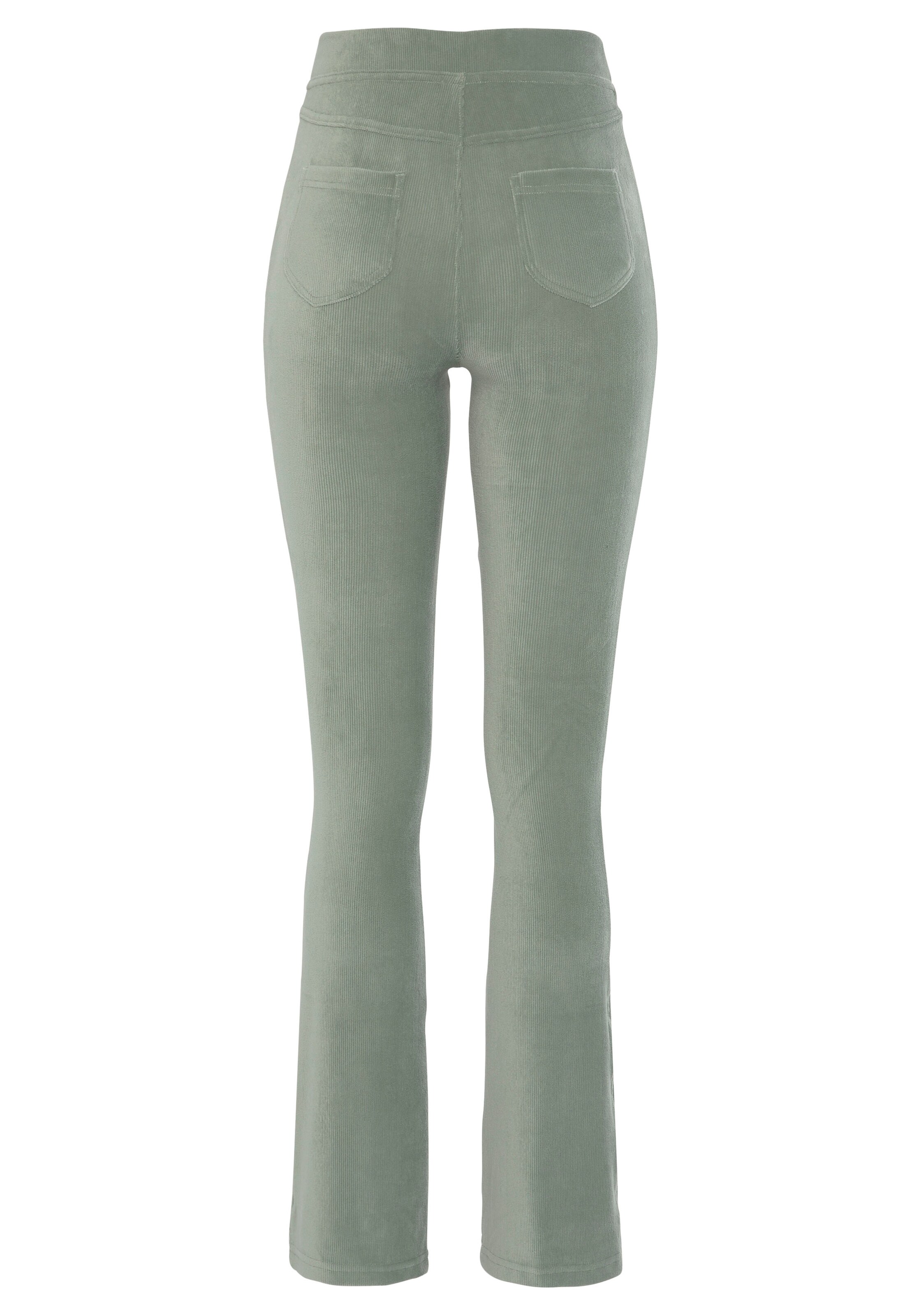 évasé Pantalon LASCANA en vert
