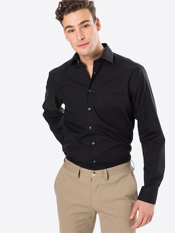 SEIDENSTICKER جينز مضبوط قميص لأوساط العمل بلون أسود: الأمام