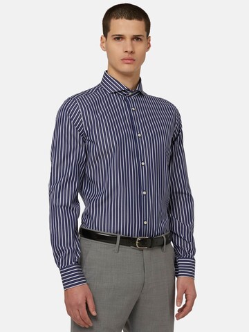 Coupe regular Chemise Boggi Milano en bleu : devant