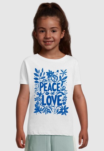 Merchcode T-Shirt 'Peace Love' in Weiß: Vorderseite