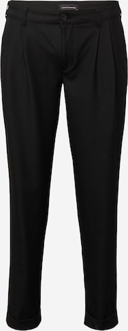 Clean Cut Copenhagen Regular Pleat-Front Pants 'Lyon' in Black: front