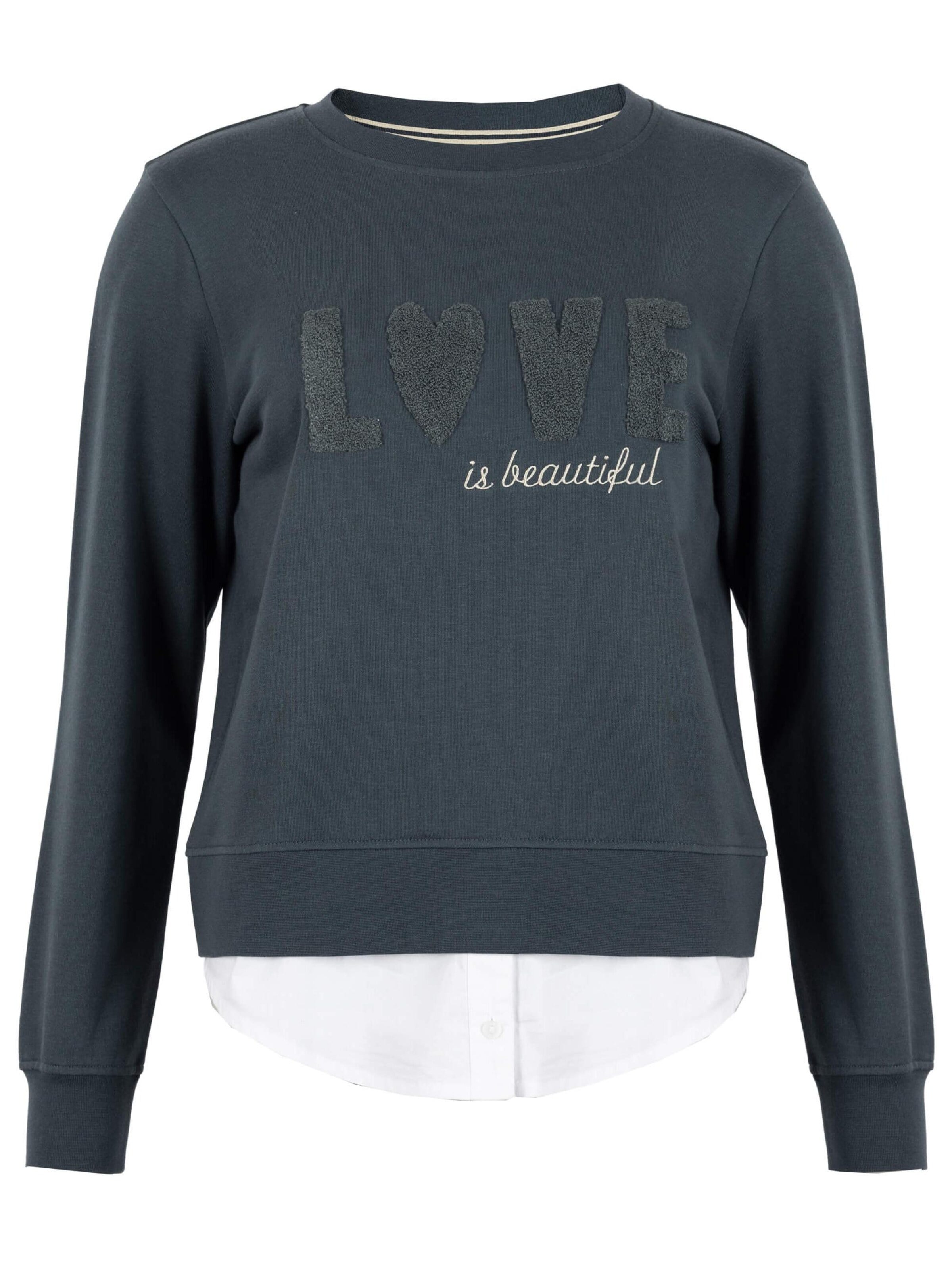 ROADSIGN australia Sweatshirt 'Sweatshirt LOVE im Layer Look mit Terry Stickerei'‌‌‌ in Blau: Vorderseite