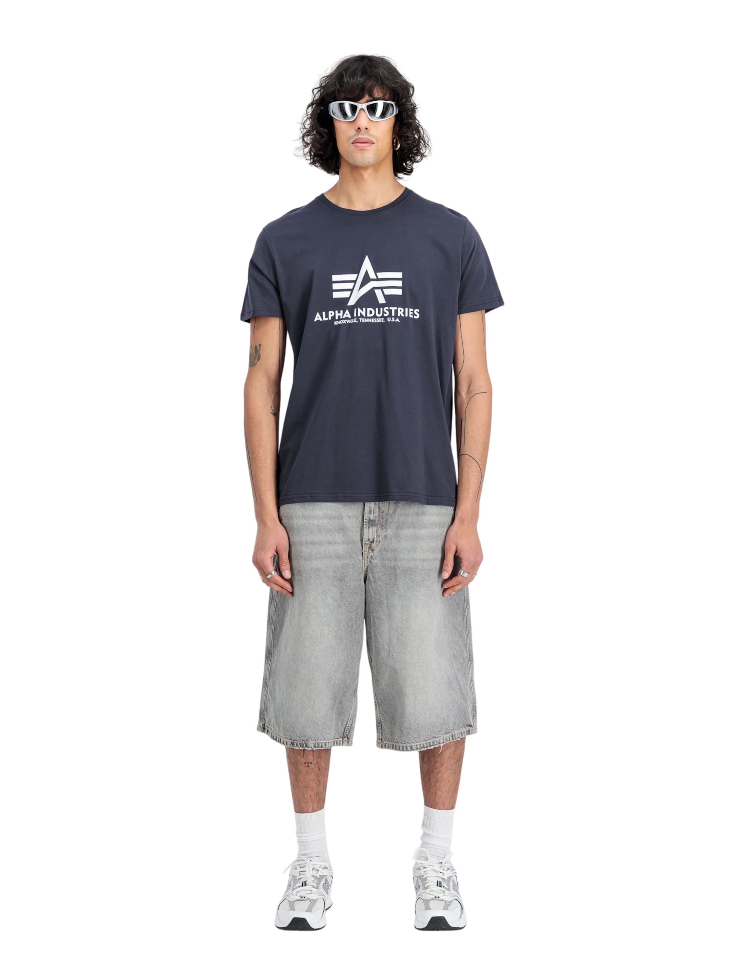 ALPHA INDUSTRIES T-Shirt 'Basic' in Blau: Vorderseite