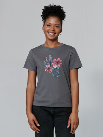 T-shirt ' Blume in Wasserfarbe' Watapparel en gris : devant