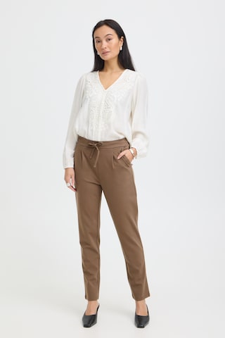 Fransa - Tapered Calças com pregas 'FRZastretch' em castanho