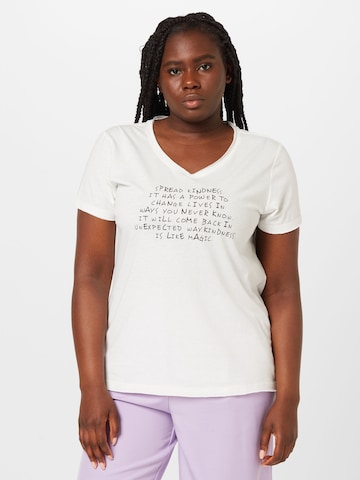 ONLY Carmakoma Shirt 'QUOTE' in White: front