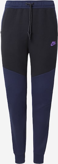 Nike Sportswear Housut 'TCH FLC' värissä tummansininen / laventeli / musta, Tuotenäkymä