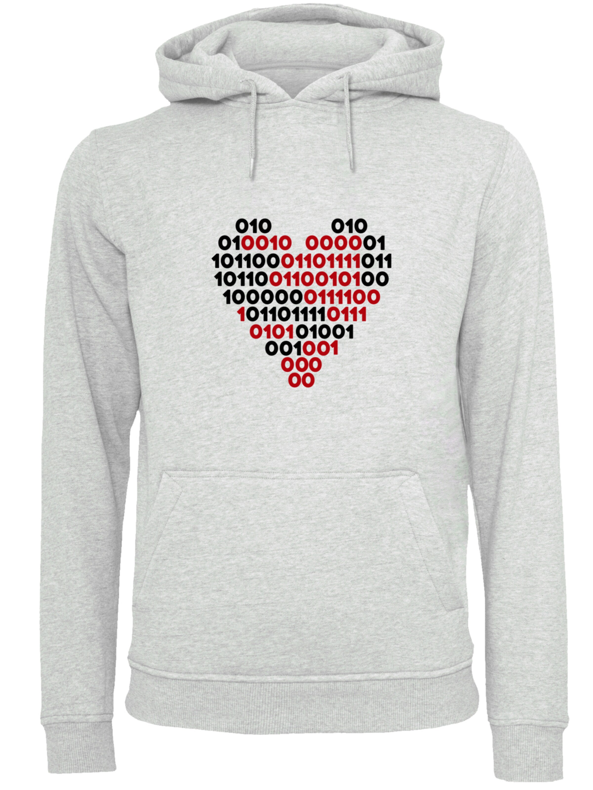 F4NT4STIC Sweatshirt 'I love you 01001001 Binary Code Herz  Valentinstag' in Grau: Vorderseite